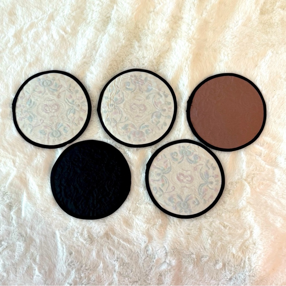 Asian Inspired Embroidered Silk Coasters, Set of 5- 5” Round - Picture 2 of 4
